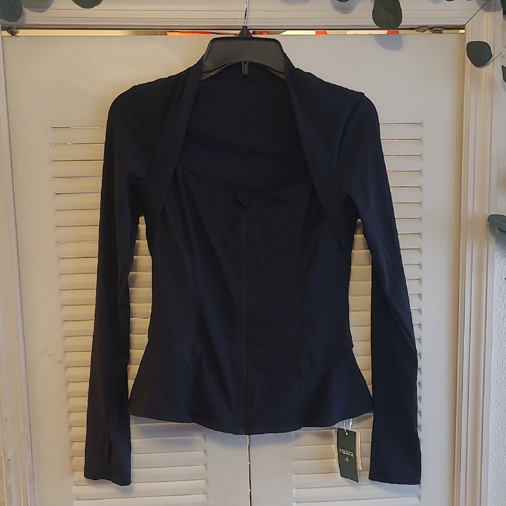 HALARA Black Women's Sporty Stretch Peplum Blazer.